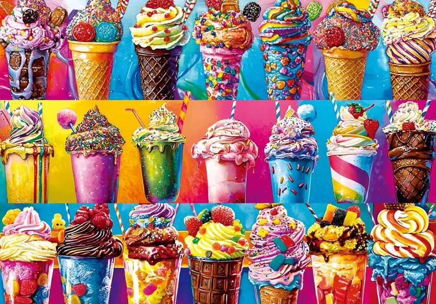 Delicious Assorted Waffle Cone Ice Cream 500/1000/1200/2000PCS Jigsaw Puzzle Colorful Dessert Leisure Game Holiday Gift