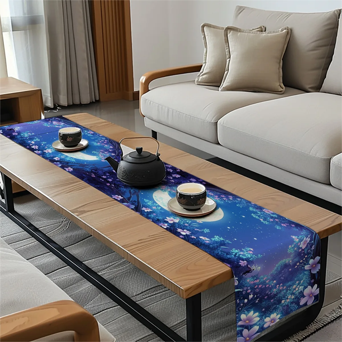 decor table runner Monstera & Hibiscus Flower Tropical Style Illustration Print Tablecloth for family dinner wedding parties,dre