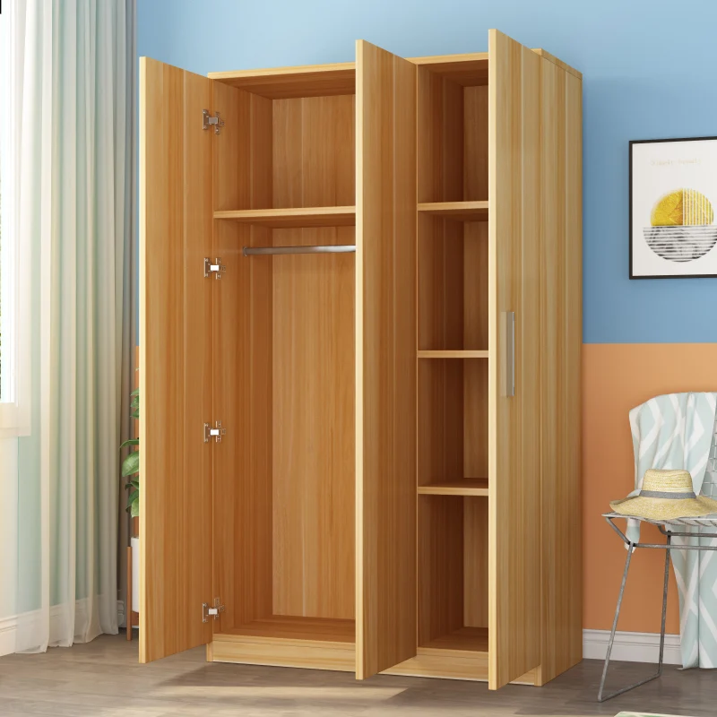 Simple wardrobe, modern, minimalist, and economical solid wood panel bedroom, small unit storage ，household cabinet