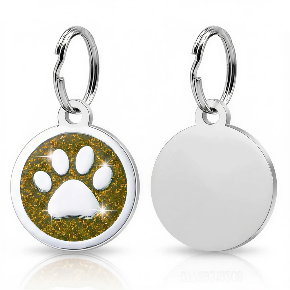 Gratis gepersonaliseerde honden- en kattenplaatjes met gegraveerde puppy- en huisdier-ID-naam, halsbandlabel, metalen poot-glitterhanger, huisdier- en hondenaccessoires