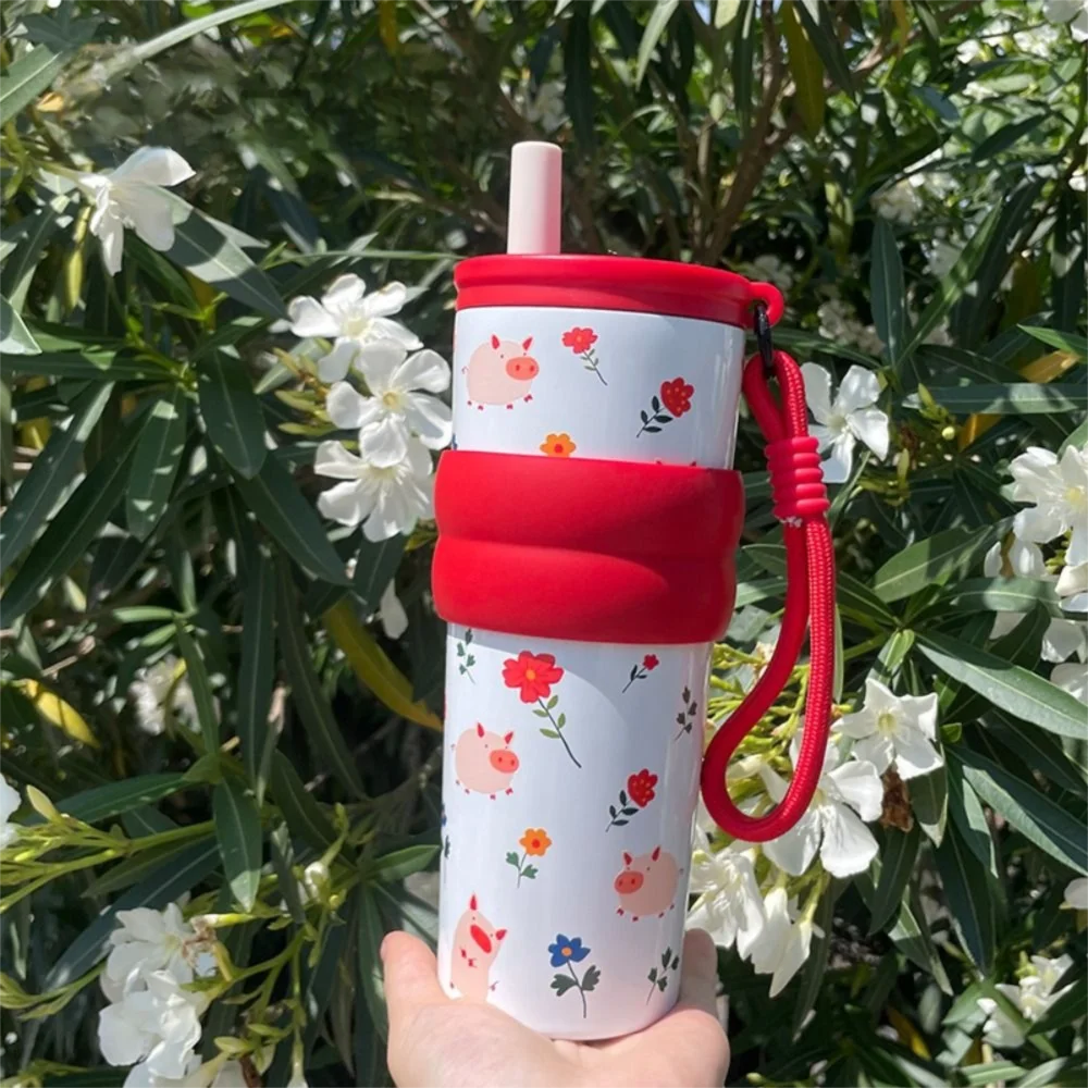 

Winter 710ML Vacuum Cup 316 Stainless Steel Bow Thermal Water Bottle With Lifting Rope Gift Direct Drinking Cup Office Workers