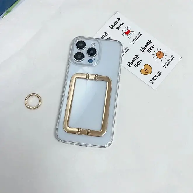 IG Trendy Gold Holder Phone Case For iPhone17 Air 16 13/14 15Pro 12 11 Xsmax 78Plus SE2/3 XR Full Cover Skinny Capa Protection