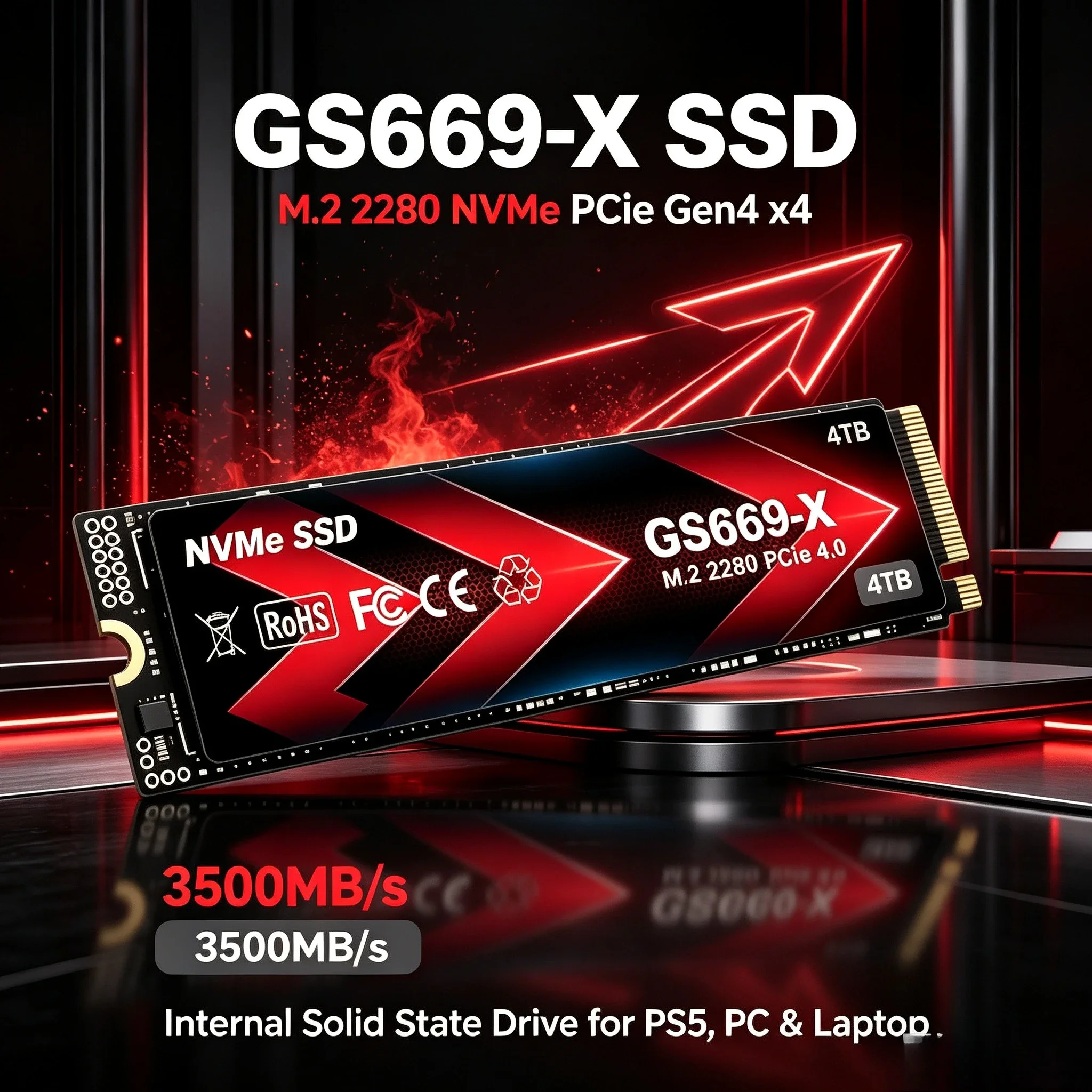 GS669-X M.2 2280 NVMe SSD 500GB 1TB 2TB 4TB  PCle Gen4.0 x4 3500MB/s Internal Solid State Drive Hard Disk For PC & Laptop