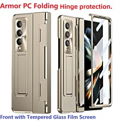 Armor Hard For Samsung Galaxy Z Fold 7 Fold 7 6 5 4 Fold3 Fold5 Case Pen Slots Glass Film Screen Protector Stand Hinge Cover