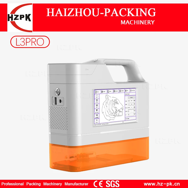 HZPK Mini Handheld Laser Marking Machine Printer Coding Logo QR Date Picture Barcode Text On Wood Plastic Metal Board Cardboard