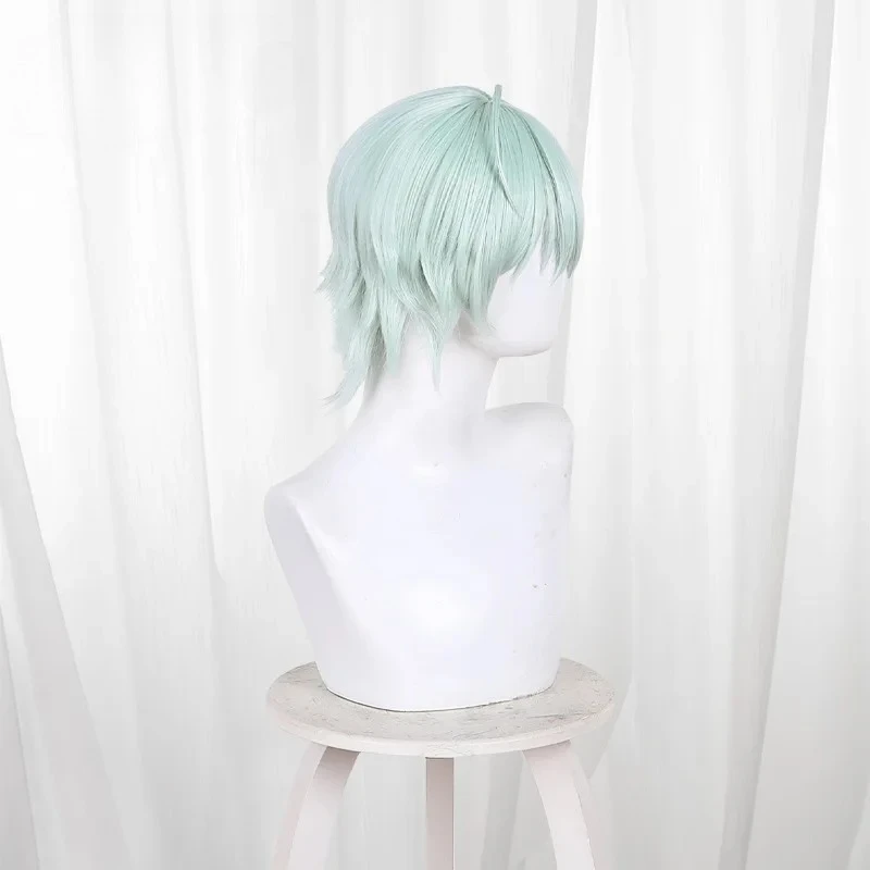 Anime Alyosha Cosplay Wig 30cm Short Light Green Wig Heat Resistant Synthetic Wigs for Halloween Carnival Party Costume