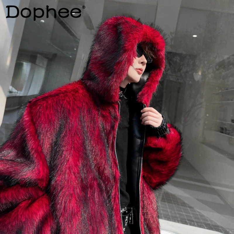

2025 Men's Winter New Double-sided Wear Warm Trendy Faux Fur Mink Fur Coat Jackets Men's Fashion Long Sleeve Solid Color Parkas
