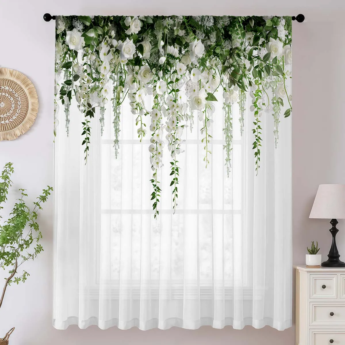 Natuurlijk romantisch stijl eendelig bloemengordijn Fris elegant decoratief element van zachte romantische sfeer