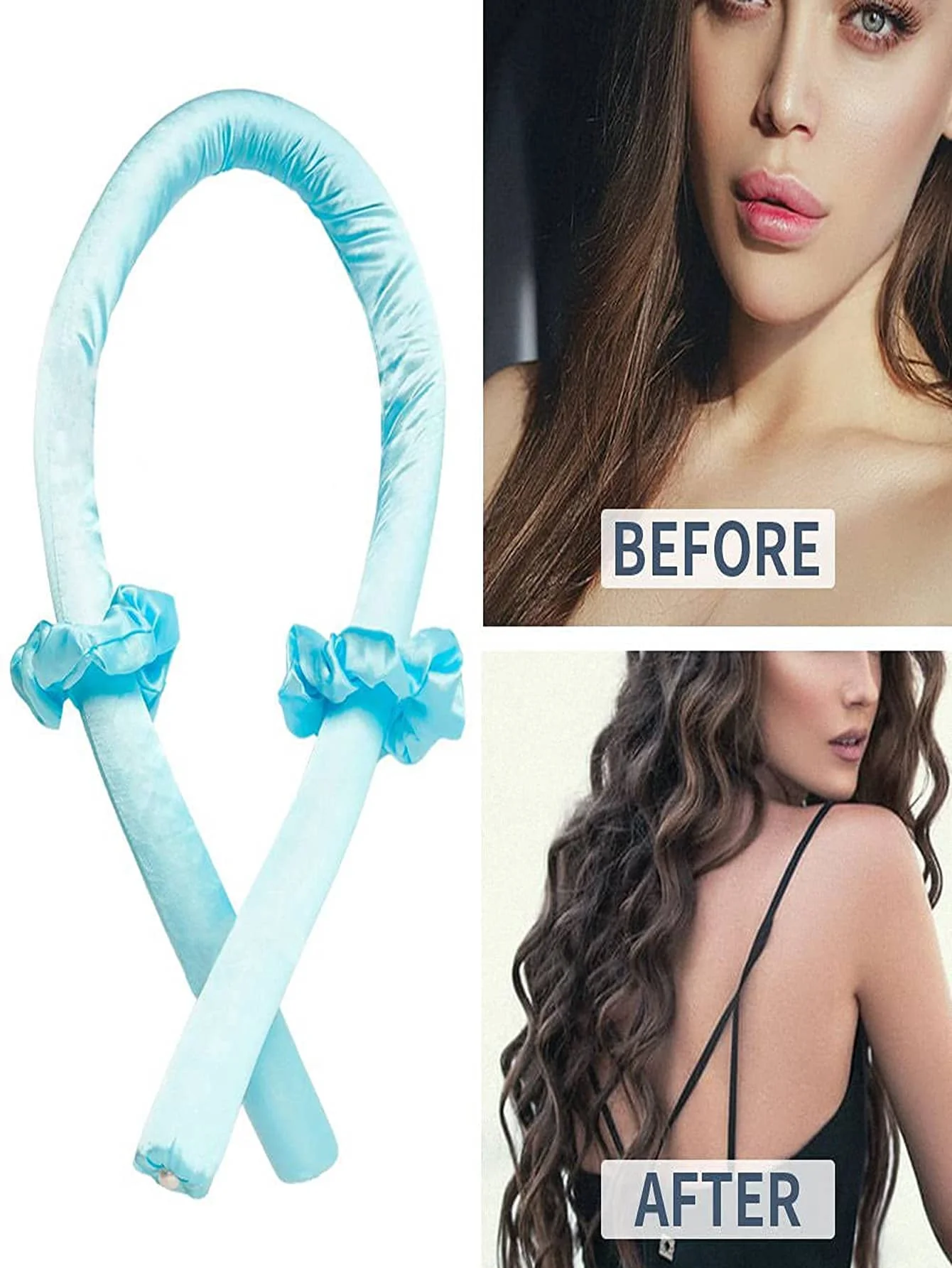 1PC Heatless Curling Iron Roll with 2 Hair Bands DIY Hair Styling Tool for Christmas Birthday Mothers Day Valentine's Day Gifts