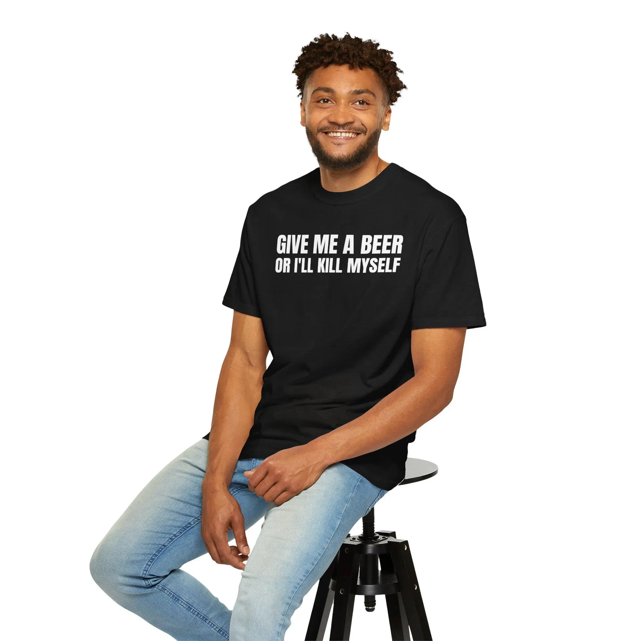 Give Me A Glass of Beer. Men's and Women's Printed T-shirt - Funny Shirt - Jokes - Party - Gift for Both Men and Women
