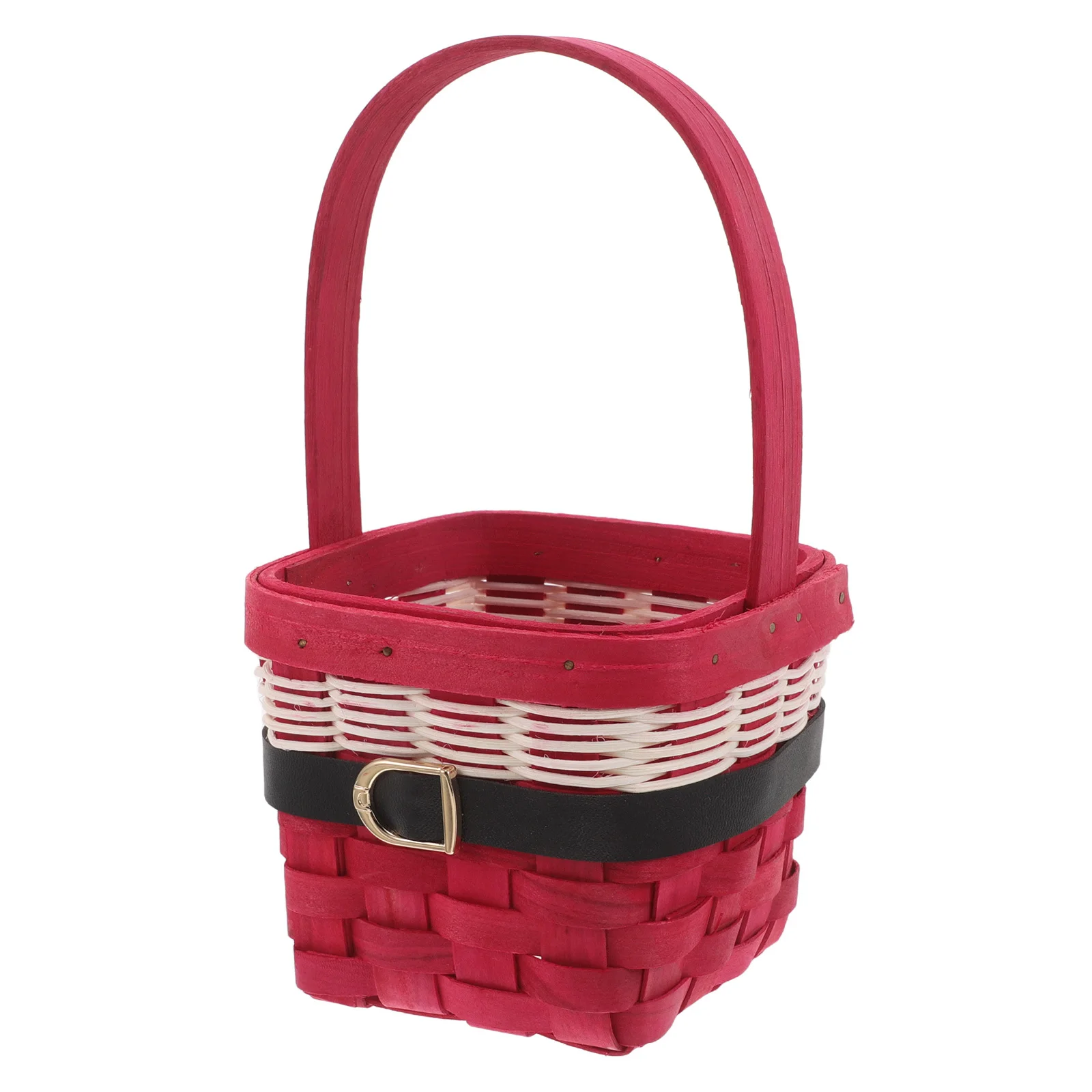 

Christmas Storage Basket Hand-Woven Square Decorative Organizer Lightweight Portable Fruit Vegetable Basket for Table Pantry
