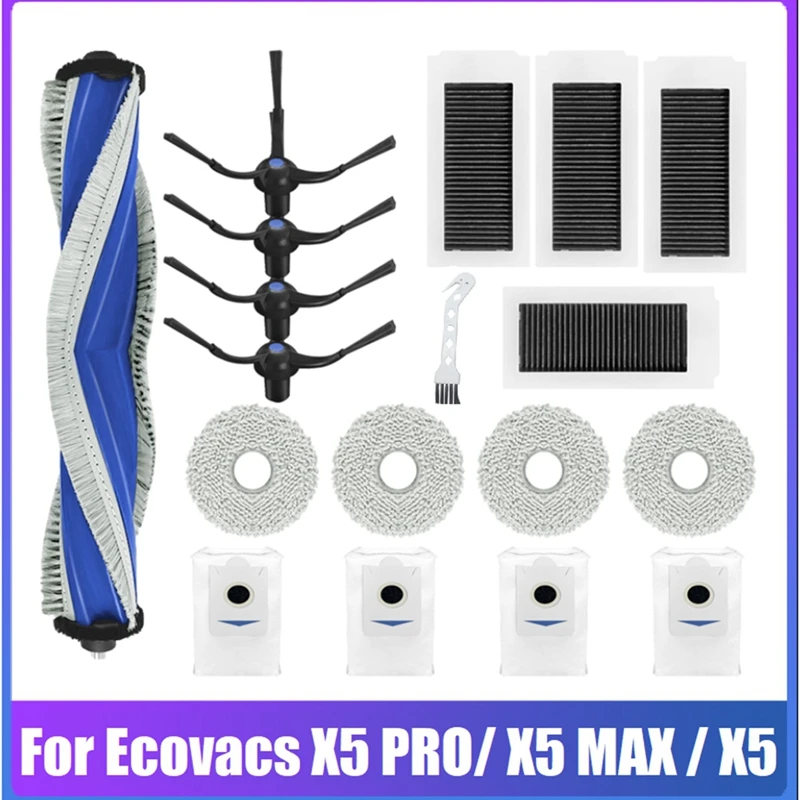 Ecovacs deebot x5 pro x5 max x5ロボット掃除機アクセサリー,ローラー,サイドブラシ,HEPAフィルター,モップクロス,ダストバッグ,アクセサリー