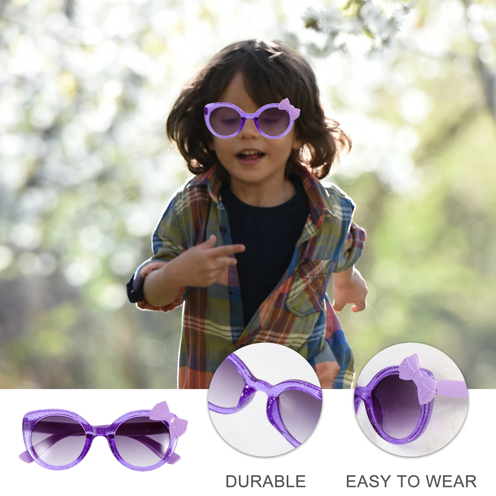 

Children's Cartoon Purple Frame Transparent Color Bowknot Sunglasses for Kids Party Costumes Photo Props Stylish Eyewear Decor