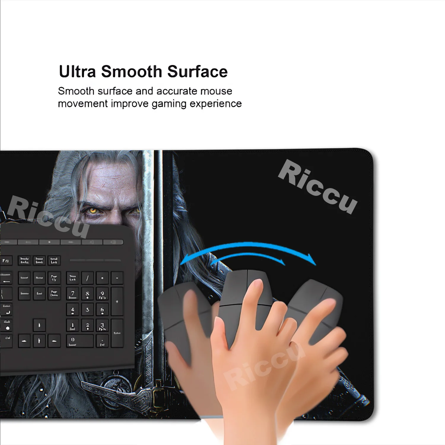 Populer The W-witcher 3 Alas Mouse XXL Permainan Anti-selip Alas Mouse Tebal Penguncian Alas Meja Notebook Keyboard Gaming Besar