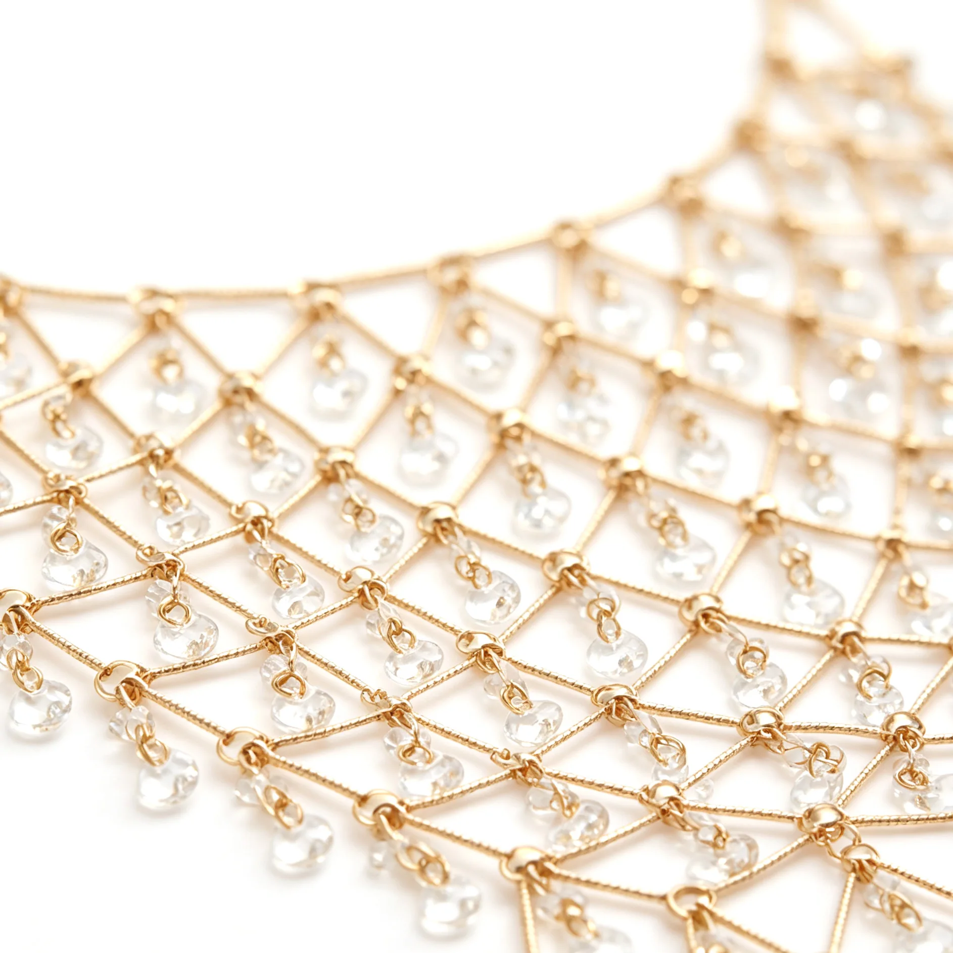 2026 Neue Mode Metall-Mesh-Quasten-Halskette mit Klaren Kristallanhängern für Damen Luxus-Schmuck für Bankette und Partys – Detail 6