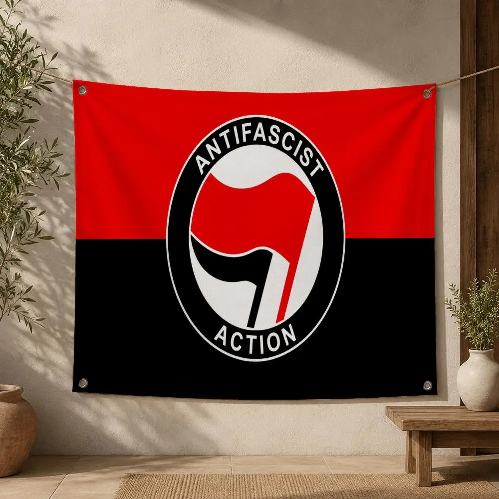 Pattern Antifascist Action Symbol Flags Home Yard & Garden Decor Banner - Indoor Outdoor Wall Hanging Flag