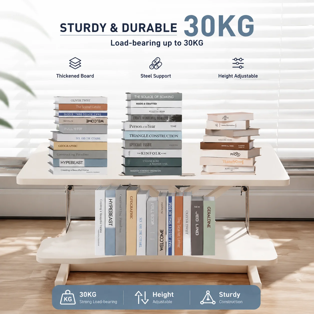 Extra-Large Adjustable Laptop Stand with Gas Spring, X-Frame Design, Non-Slip Base & Foldable for Standing Desk Use