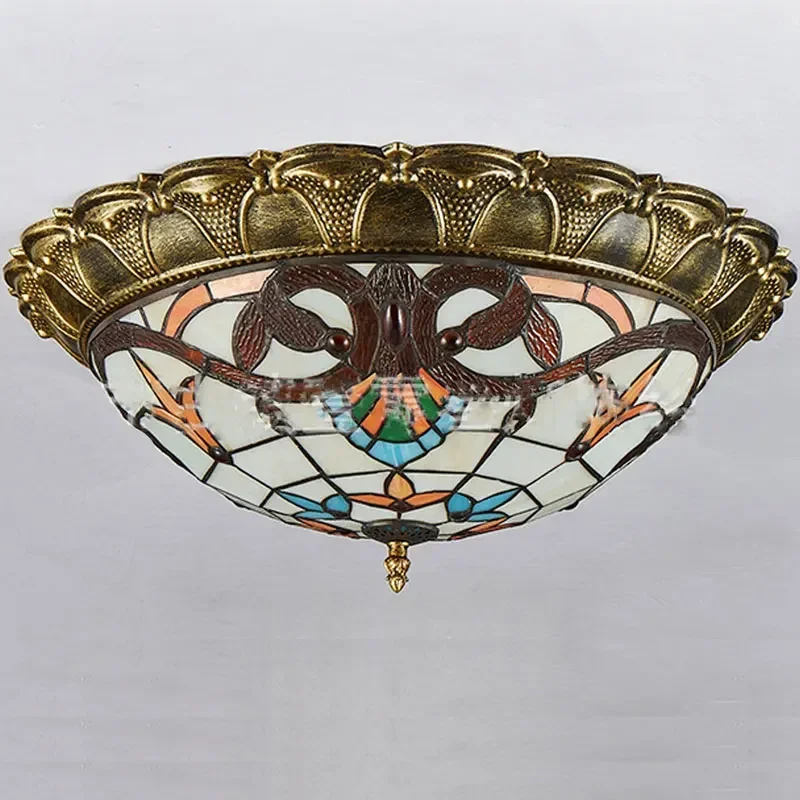 European Baroque Ceiling Light Bohemian Glass Home Loft Decor for Living Room Tiffany Lighting Kitchen Bedroom LED Lamp Fixture