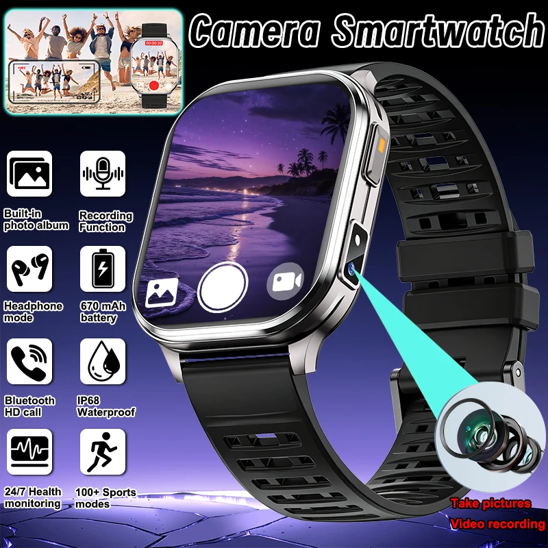

New Smartwatch Men Women Camera Take Photos Record Video Built-in Photo Album Health Sports Fitness Track Waterproof Smart Watch