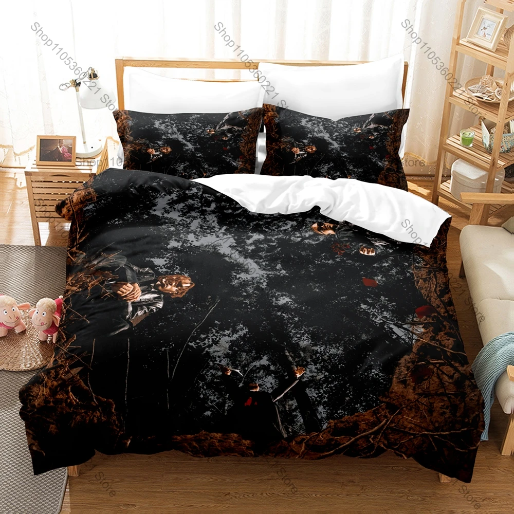 Homixide Gang Graphic Bedding Set Duvet Cover + 2 Pillowcases HXG Opium Rap Logo Streetwear Dark Hip Hop Bedroom Decor