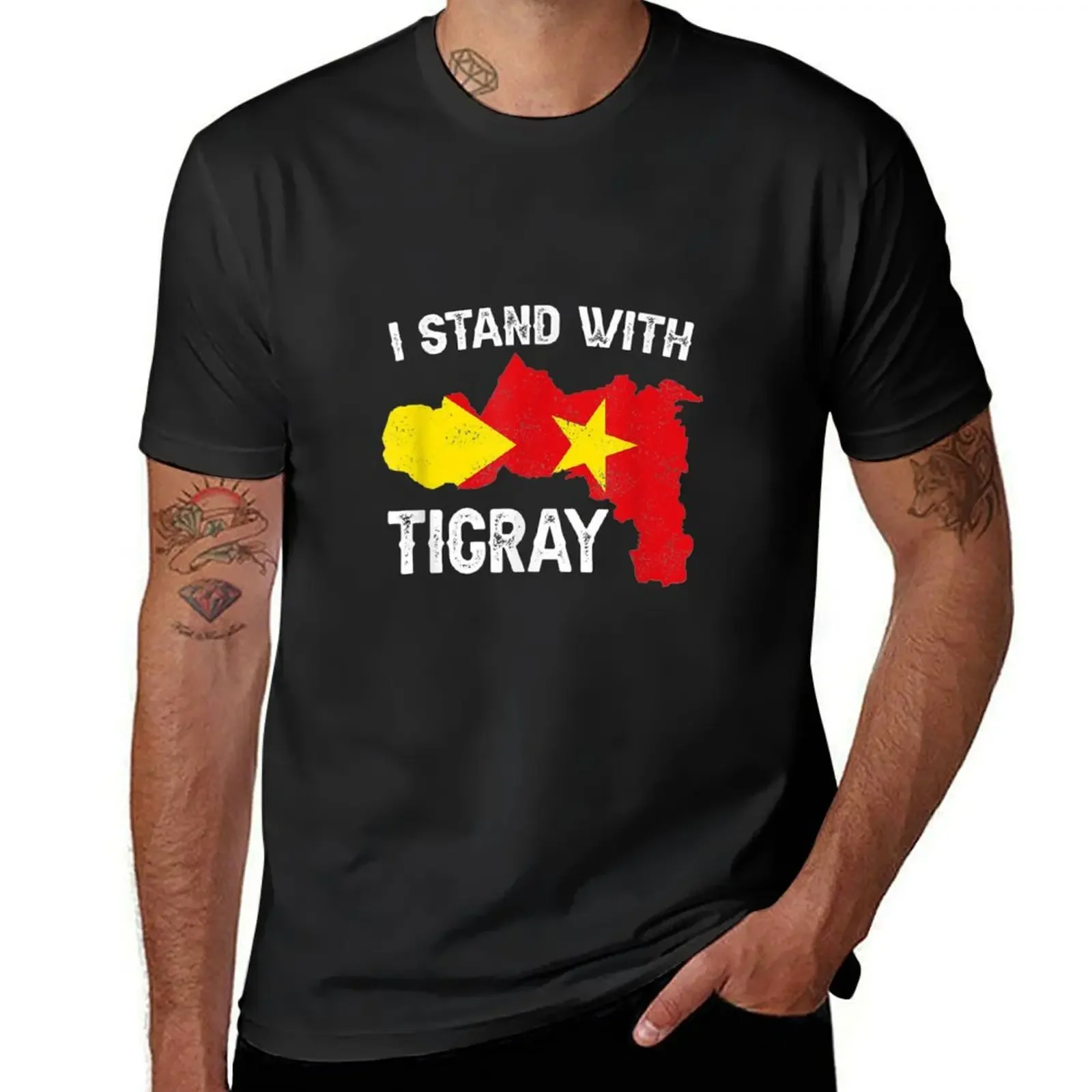 I Stand With Tigray Flag T-Shirt vintage t shirts plus size clothes aesthetic clothes summer tops mens designer t shirt