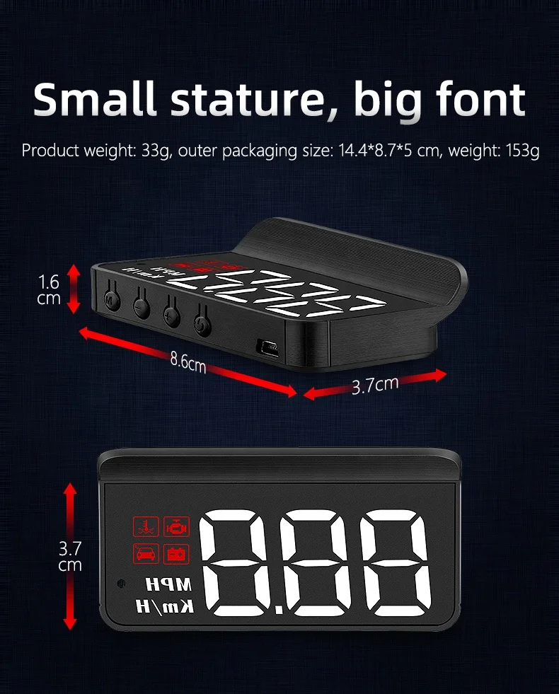 Factory Price M3 Smart Head up Display Digital OBD2 Gauge Dashboard Windshield Speedometer for Car