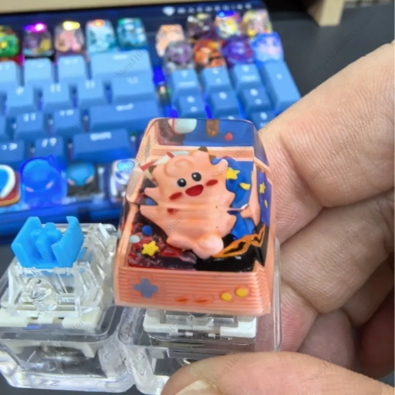 Pokemon Custom Handwork Keycaps Resin Translucent Keys Anime Figure Lapras Exquisite 3D Keycap for Cross Axis Keyboard Gifts