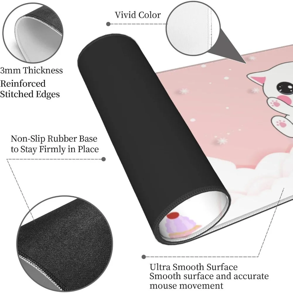 Pink cute cat little kitten game mouse pad desk accessories alfombrillas para escritorio tapis de souris teclado mecânico