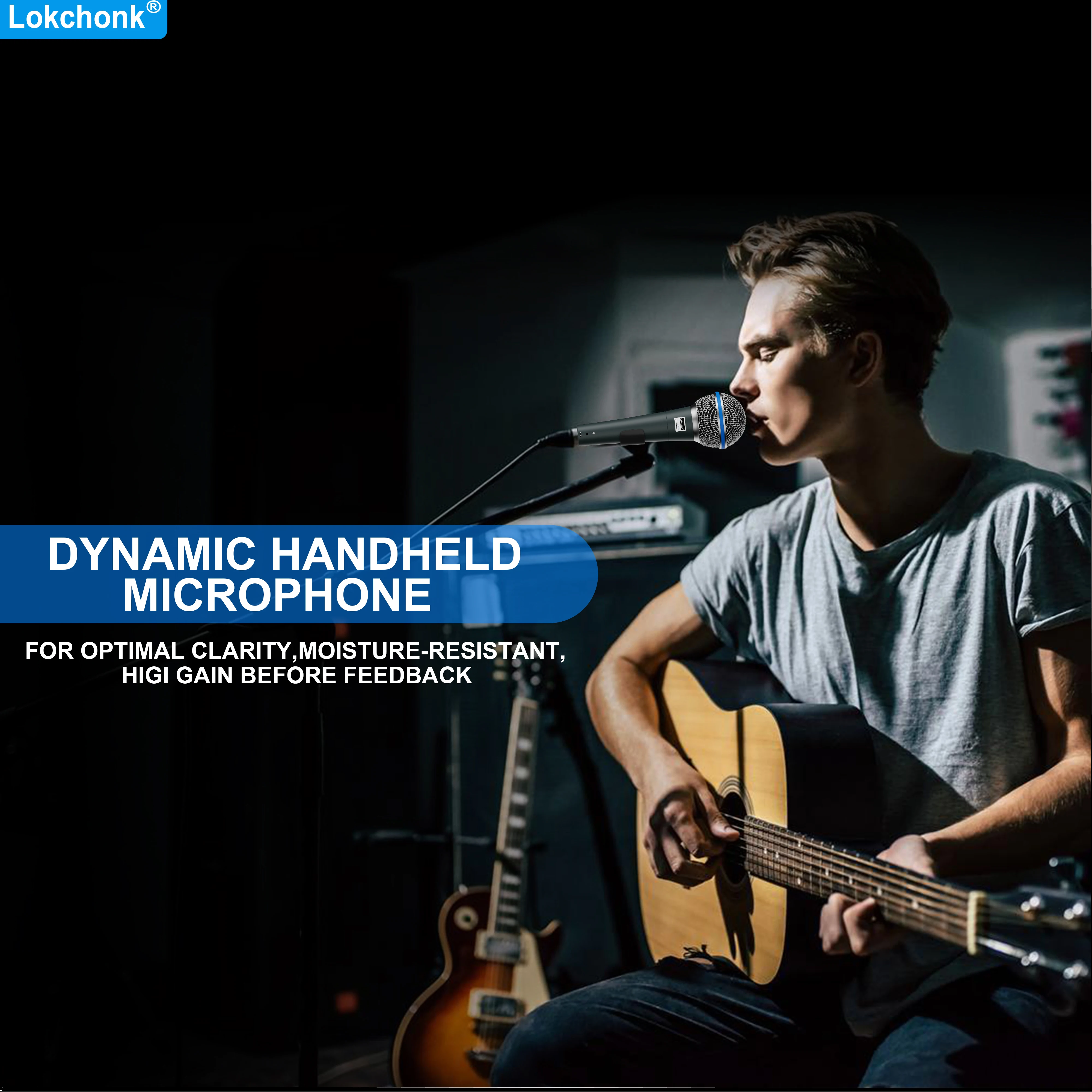 Lokchonk Dynamic Vocal Microphone Cardioid Pattern for Live Singing, Stage Performance, Karaoke & Studio  Prime 58A