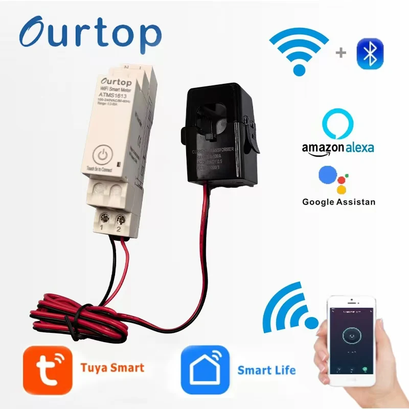 WIFI Smart Switch Energy Meter Kwh Metering Monitoring Timer Relay MCB TUYA smartlife voltage current protection ATMS1613