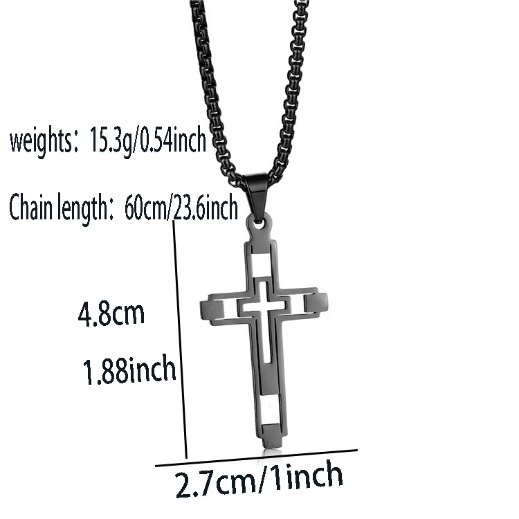 Minimalist Openwork Cross Pendant Necklace – Geometric Street Style Necklace – Versatile for the Office – Perfect as a Gift