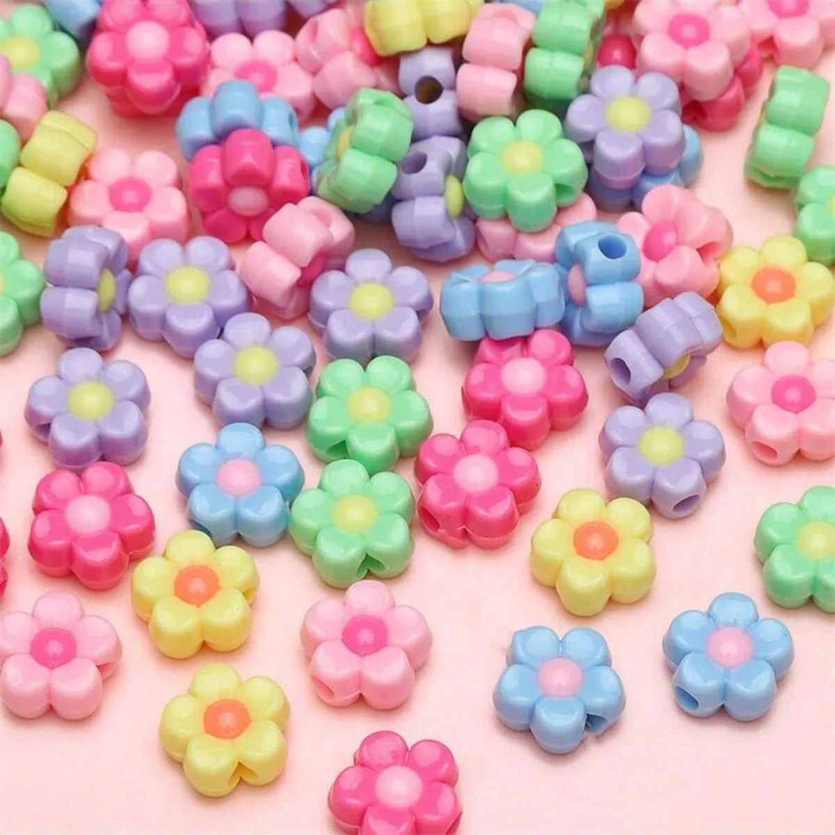 12 mm, 48 Stück, rosa, rosafarben, Blumen-Acrylperlen, gemischte Farben für die Schmuckherstellung, DIY-Paar-Armband, Halskette, Kunsthandwerk – Detail 8