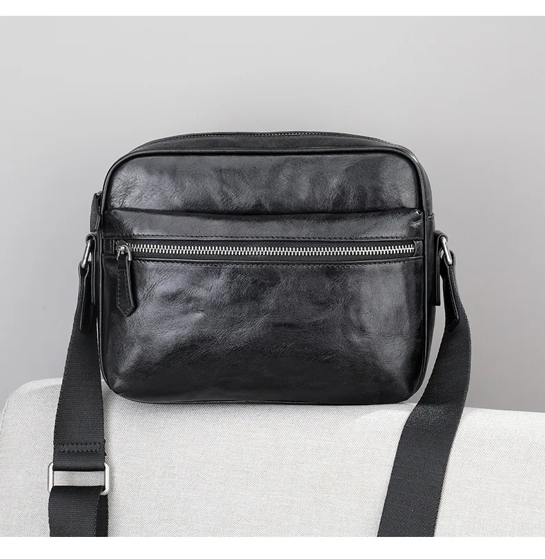 

Роскошный повседневный органайзер из натуральной кожи, мужская черная сумка-мессенджер, уличная повседневная сумка через плечо из натуральной воловьей кожи первого слоя