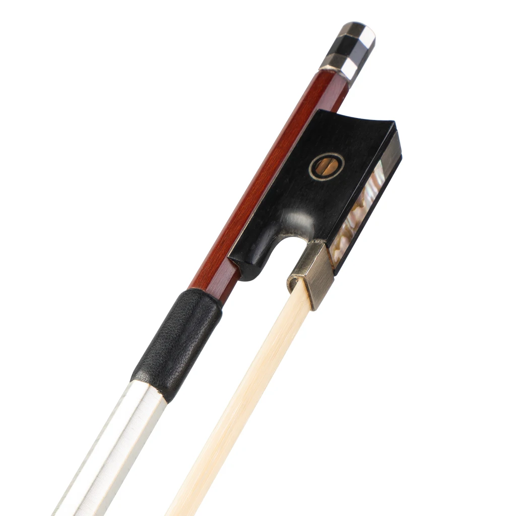 Mugig 4/4 Violin Bow Brazilwood Octagonal Stick Seep Leather Wrap Ebony Frog Bow Well Balance