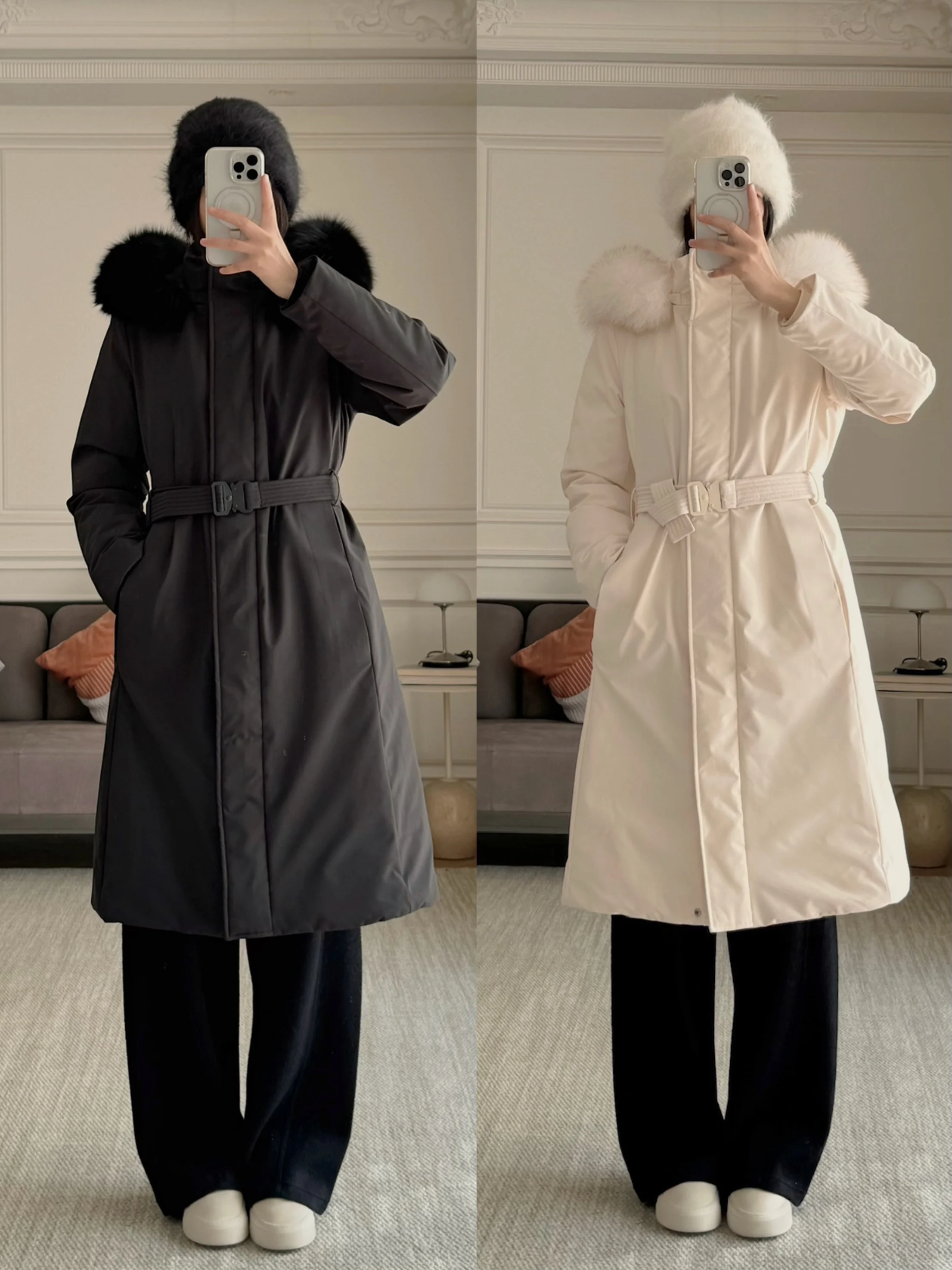 

Detachable Fur Collar Long 90 Goose down Hooded Stand Collar Slimming Women's Puffer Jaet Warmth Comfortable Autumn Win...