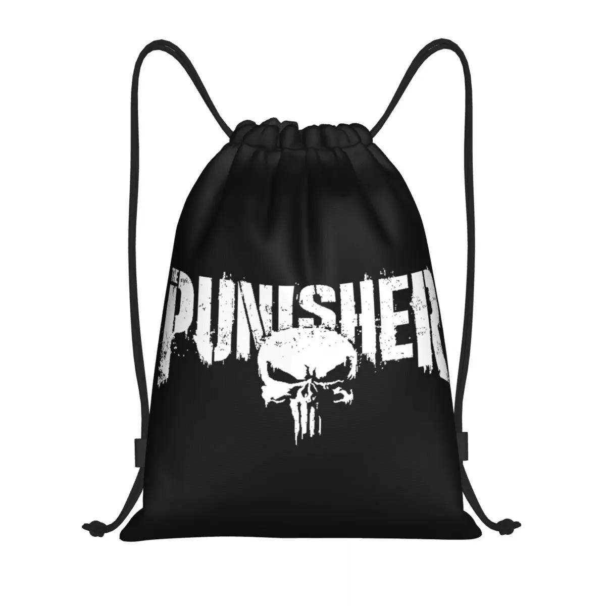 Custom Superhero Drawstring Bag Men Women Portable Sports Gym Sackpack Punisher Skull Symbol Training Storage Backpacks