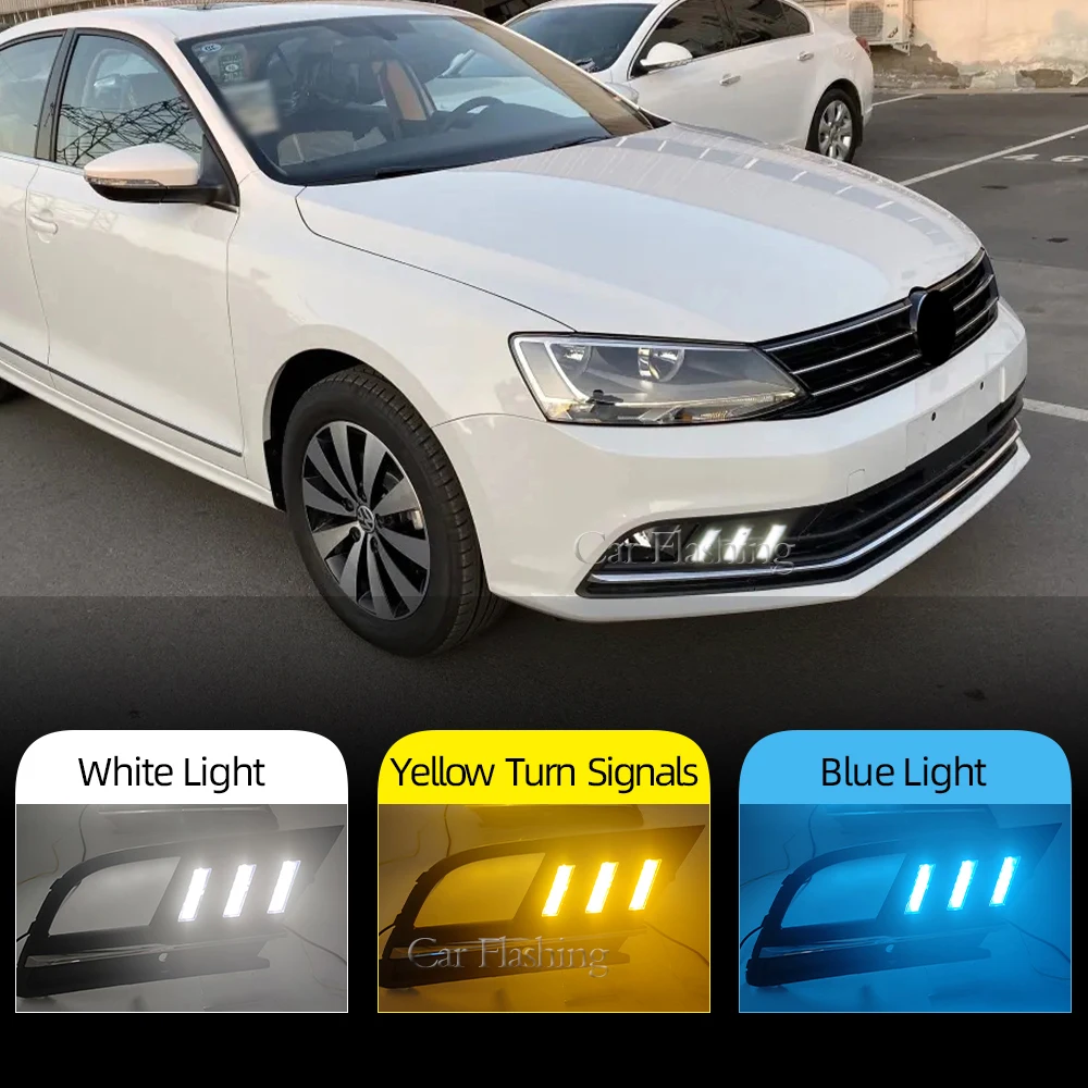 Fog lamp For Volkswagen VW Jetta Sagitar MK6 2015 2016 2017 2018 car styling driving LED DRL Daytime Running Light Daylight