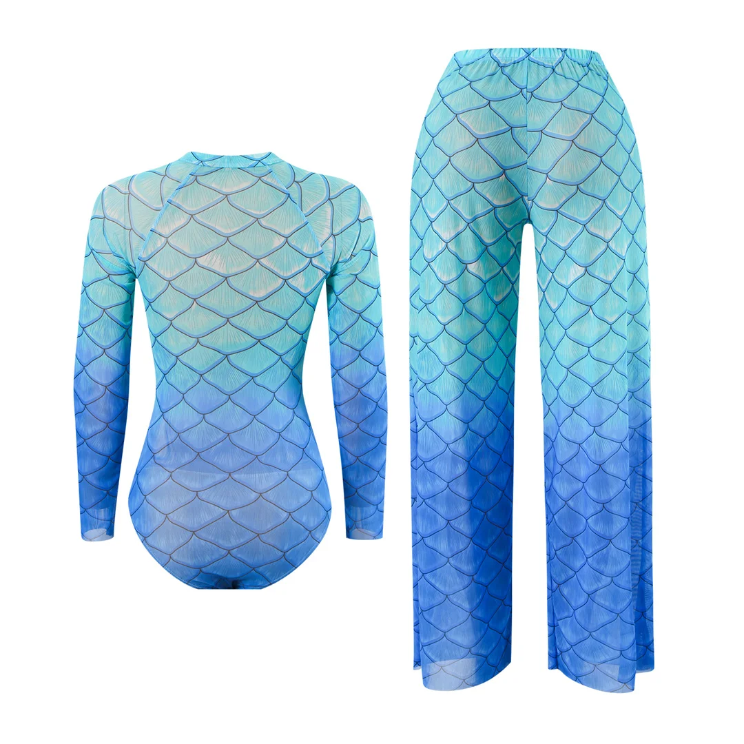 S - XXL Neu mit Hose, langärmelig, mit Reißverschluss, bedruckt, einteiliger Badeanzug, Damen-Badebekleidung, gepolsterter Badeanzug, Badeanzug, Schwimmanzug V7337 – Detail 13