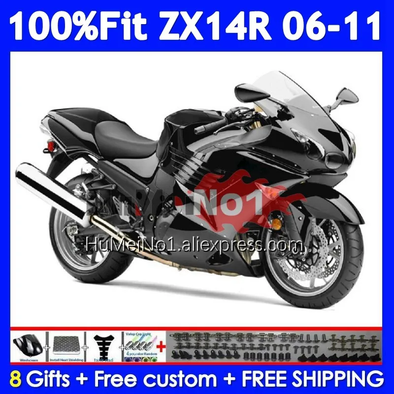 Body For KAWASAKI NINJA ZX 14R ZX14R 06 07 08 09 10 11 Hot black 227No.41 ZX14 R ZX-14R 2006 2007 2008 2009 2010 2011 Fairing