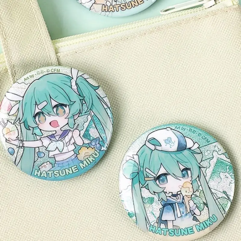 Q Version Hatsune Miku Peripheral Character Barji Round Large Badge Cute Student Back Packaging Decoration Metal Pin