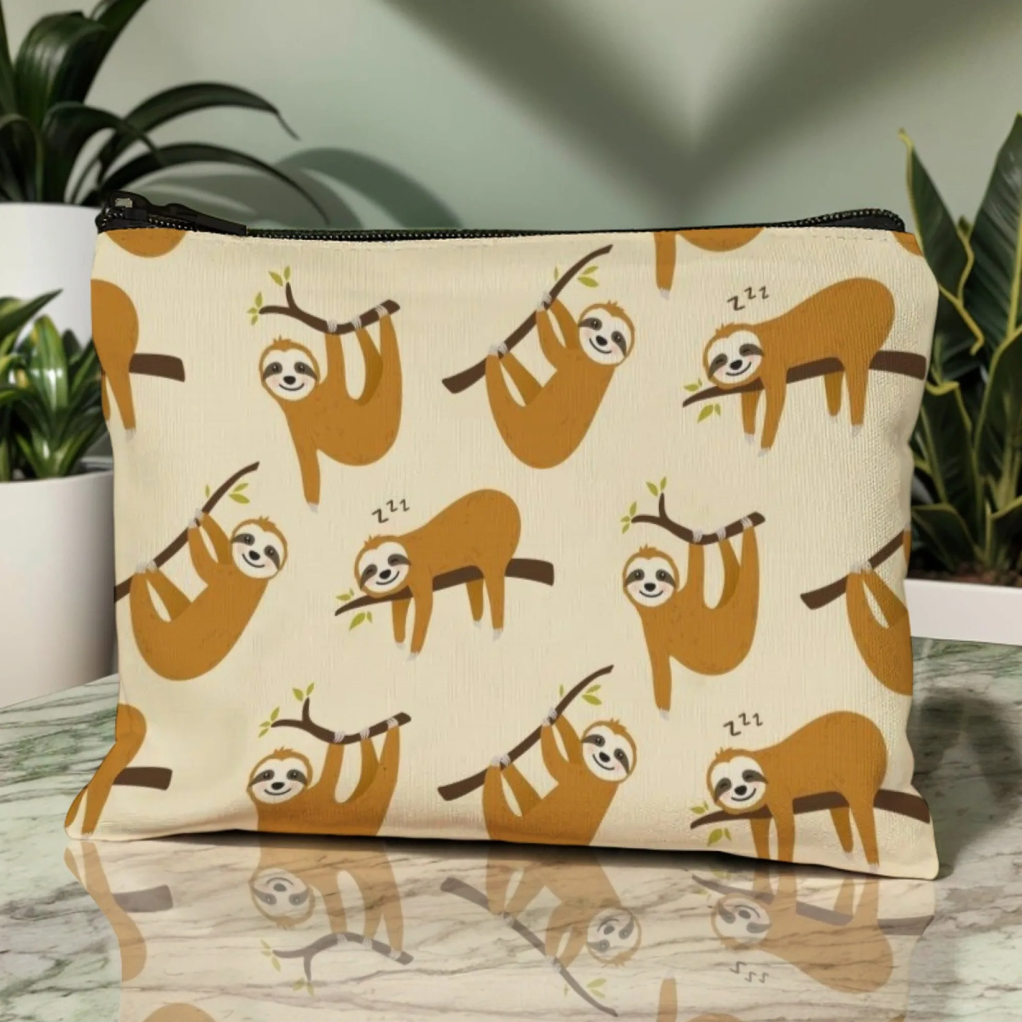 Charming Hanging Sloth Print Cosmetic Pouch Adorable Sloth Cosmetic Bag Sweet Organizer for Lazy Weekends & Daily Use Ideal Gift