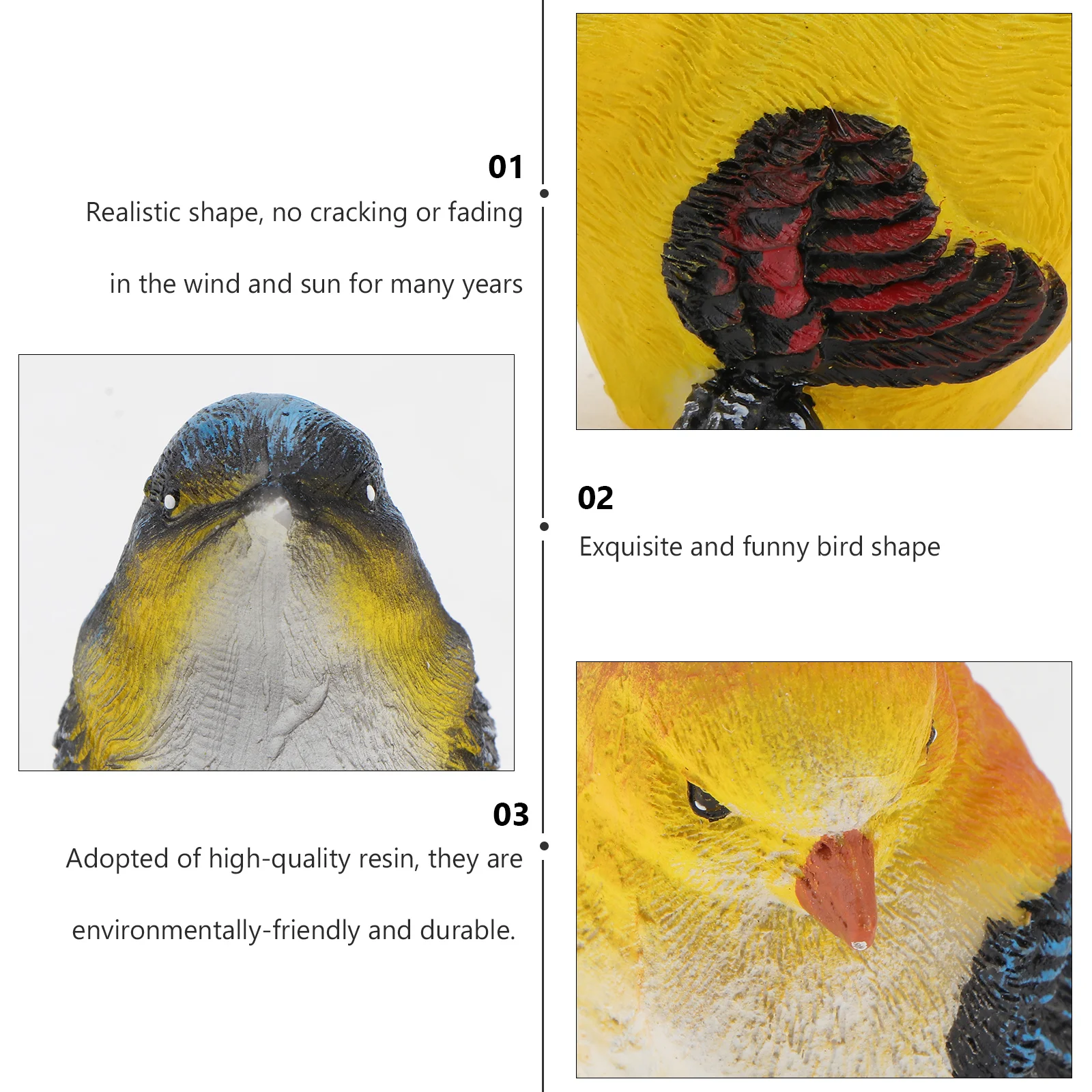 

4pcs Resin Craft Miniature Bird Figurines Decorative Small Birds For Home Office Garden Plant Pot Desktop Micro Landscape