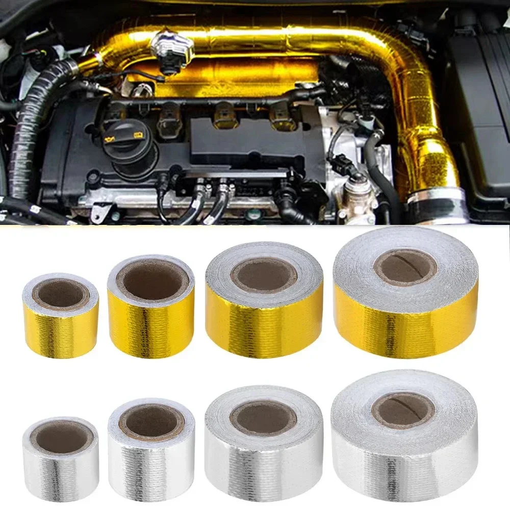 

5/10M 2.5cm 5cm Thermal exhaust Tape Air Intake Heat Insulation Shield Wrap Reflective Heat Barrier Self Adhesive Engine Gold