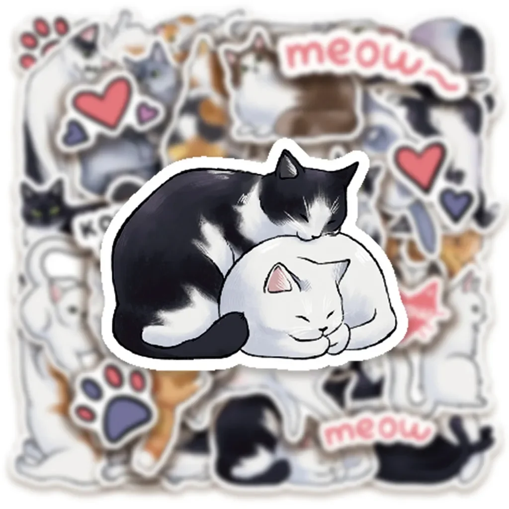 

50Pcs Cartoon Cat Graffiti Stickers - Waterproof Decals for Water Bottle/Luggage/Laptop/Scooter RecordingYourLife Store