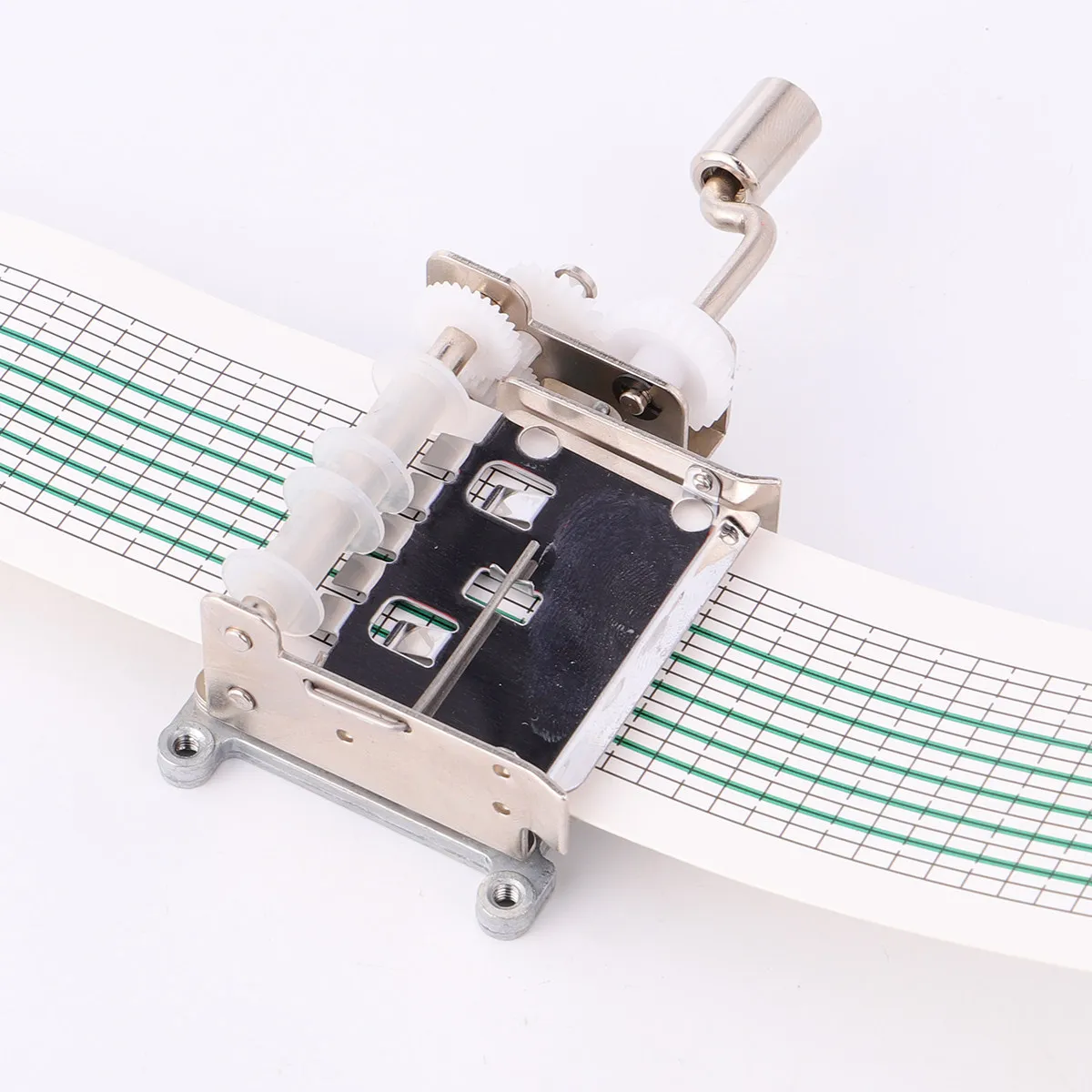 3Pcs 15 Note Music Box Movement Hand Crank DIY Mechanism for Custom Melody with Paper Tape Set and Punch Tool Silver