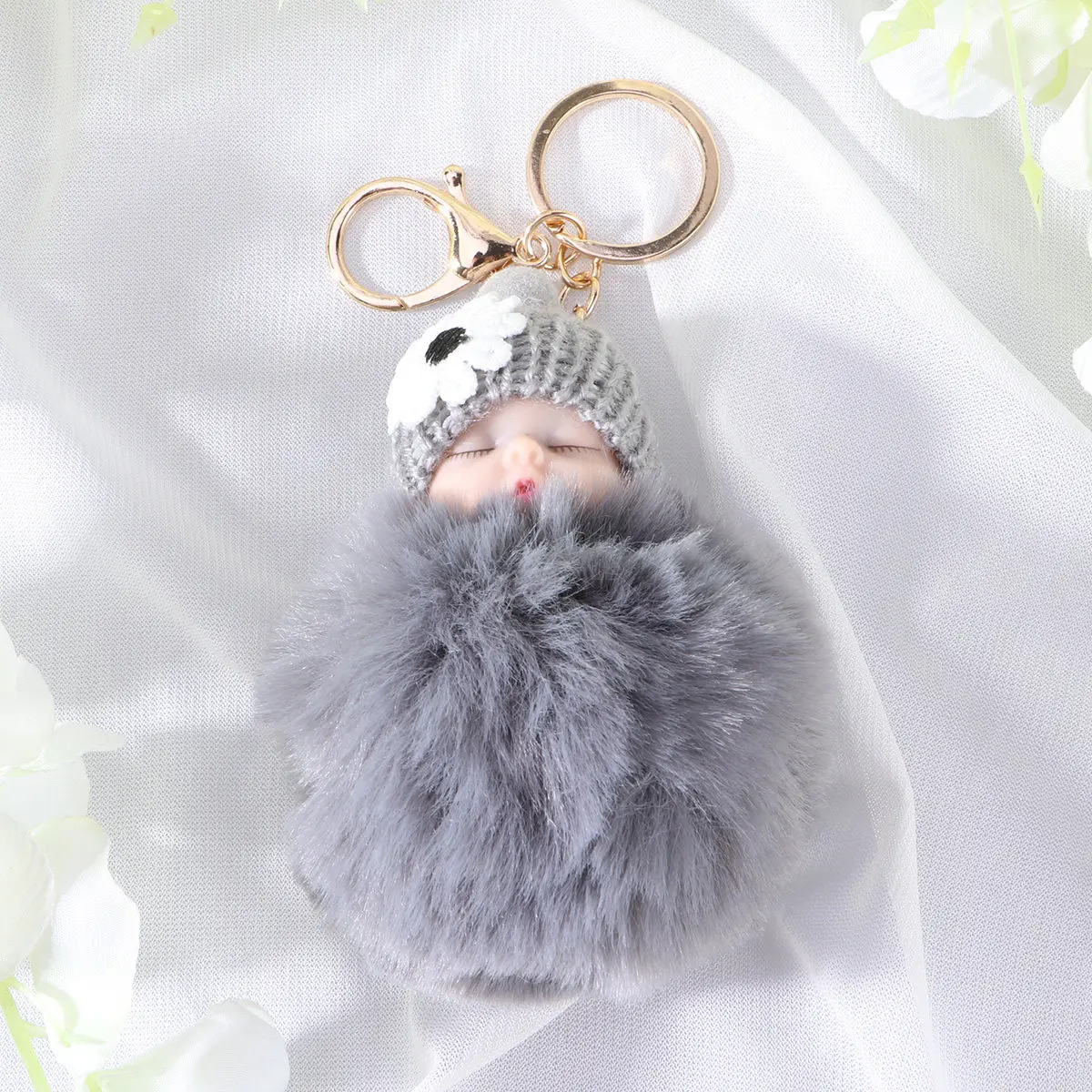 Llavero de dibujos animados gris para bebé, colgante creativo con expresión, decoración para coche, bolso, mochila, regalo de Navidad, recuerdo de cumpleaños