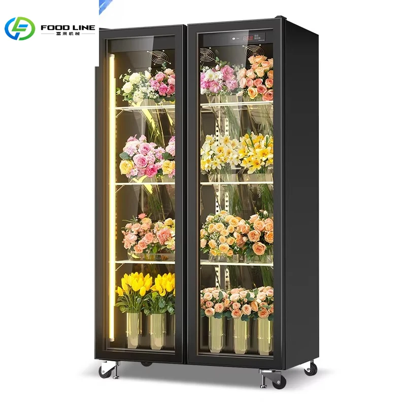 Customize 2-Door Fan Cooling Refrigerator Flower Cooler Display-Frost-Free No Drain Digital Temperature Control 3 Shelves