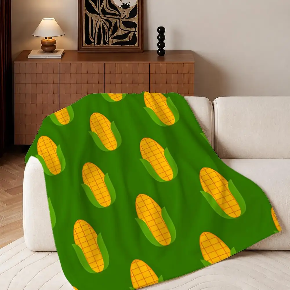 Thanksgiving Corn Throw Plush Flannel Throw Blanket, Sofa Bed Travel Picnic Home Textile Decor