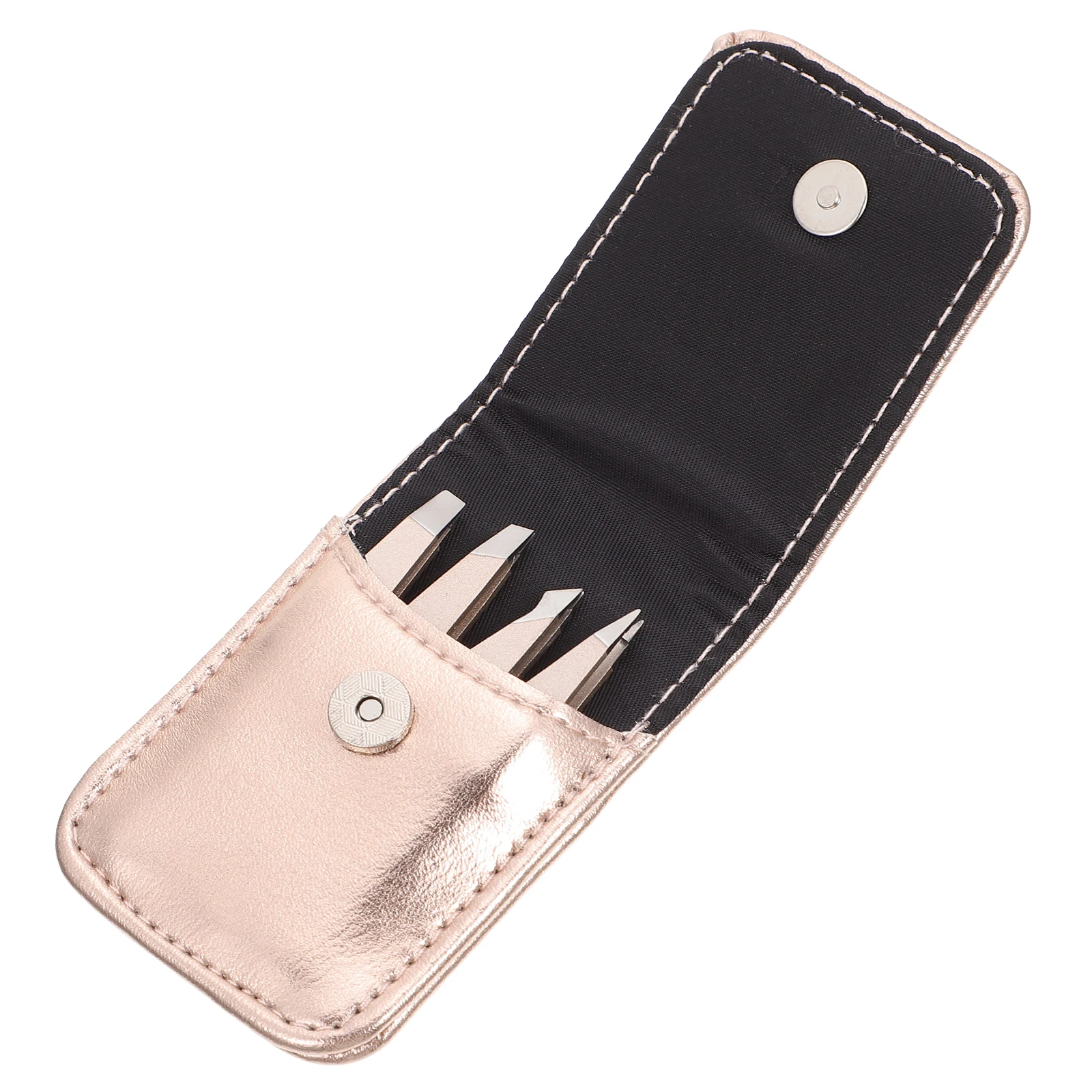 

4Pcs Eyebrow Trimmer Kit Mini Clip Tweezers Plucking Tools Women Pu Stainless Steel Eyelash Tweezer Double Eyelid Sticker False
