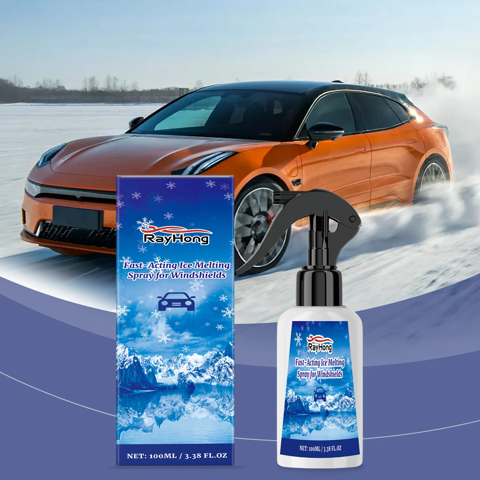 Windshield Deicer Spray Car Deicer Windshield Defroster Spray De-Icer Spray Frost Remover Ice Melt Spray Fast Acting Melts Ice